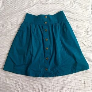 ModCloth Teal High Waisted Button Skirt